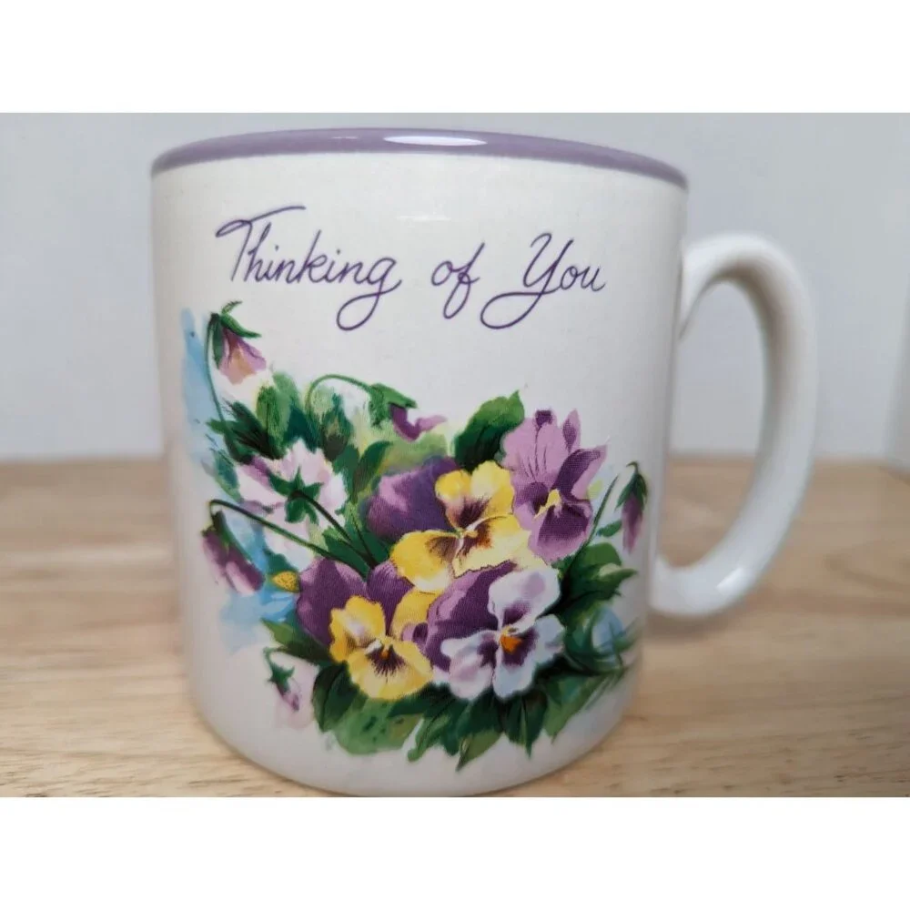 Red Farm Studio FIB Bogart Korea Thinking of You violets grandma core mug 3 1/2
